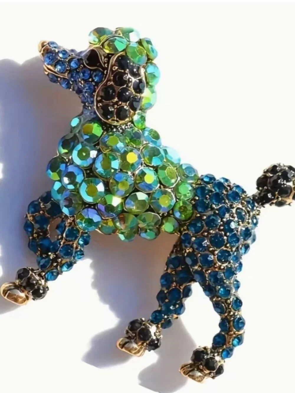 Vintage Style Crystal Rhinestone embellished Poodle Puppy Brooch